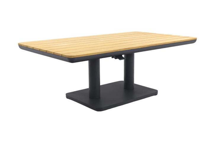 VDG Medina up&down tafel 140x80 cm royal grey teak top, Tuin en Terras, Tuintafels, Nieuw, Hout, Rond, Verzenden