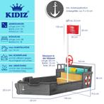 KIDIZ® Zandbak piratendesign - Met bankje - Antraciet, Verzenden, Nieuw