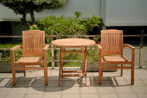 Teakea Teakhouten Tuinset Ibiza – 2 Stapelbare Stoelen +, Tuin en Terras, Tuinsets en Loungesets, Nieuw, Verzenden