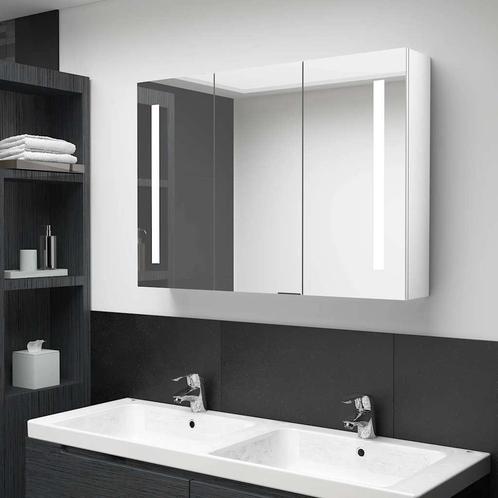 LED Spiegelkast Badkamer - Wit - 89cm - Tweedekansje -35%, Huis en Inrichting, Badkamer | Badkamermeubels, Minder dan 25 cm, Nieuw