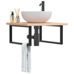 vidaXL Badkamer wandschap staal en massief beukenhout, Verzenden, Nieuw