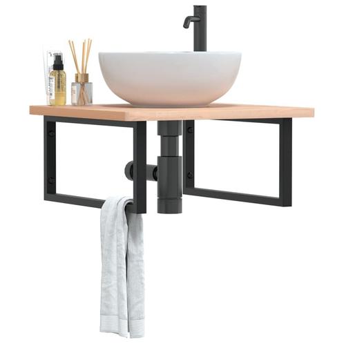 vidaXL Badkamer wandschap staal en massief beukenhout, Huis en Inrichting, Tafels | Kaptafels, Nieuw, Verzenden