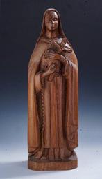 sculptuur, Handgesneden Houten Art Deco beeld van de Madonna, Antiek en Kunst