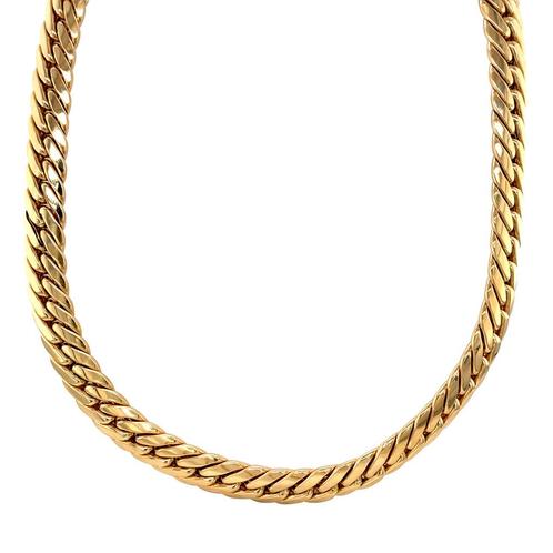 Gouden gourmet choker 46 cm 18 karaat, Sieraden, Tassen en Uiterlijk, Kettingen, Goud, Zo goed als nieuw, Goud, Verzenden
