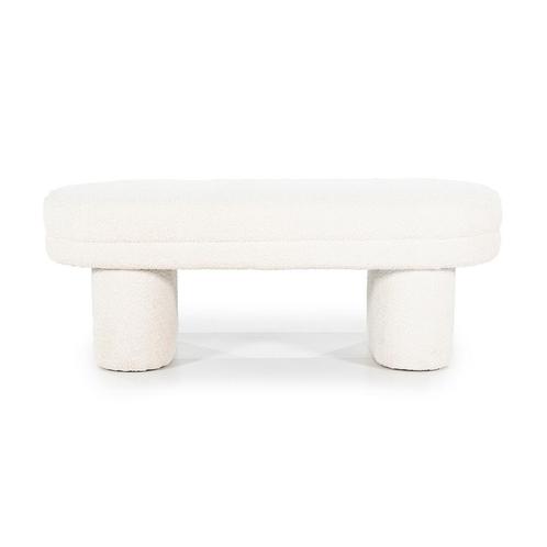 *WOONWINKEL* By-Boo Rama Ovaal Bankje Beige Boucle Stof, Huis en Inrichting, Banken | Voetenbanken en Poefen, Nieuw, Stof, Verzenden