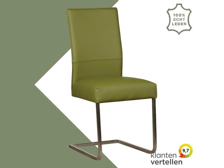 Leren eetkamerstoel Remix - Toledo Apple Green (groen) -, Huis en Inrichting, Stoelen, Eén, Overige kleuren, Nieuw, Leer, Ophalen of Verzenden