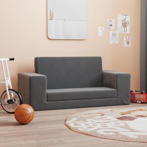 vidaXL Kinderslaapbank 2-zits zacht pluche antracietkleurig, Kinderen en Baby's, Kinderkamer | Overige Meubels, Nieuw, Verzenden
