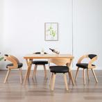 vidaXL Eetkamerstoelen 4 st gebogen hout en kunstleer zwart, Huis en Inrichting, Stoelen, Verzenden, Nieuw, Zwart