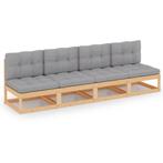 vidaXL Tuinbank 4-zits met kussens massief grenenhout, Tuin en Terras, Verzenden, Nieuw