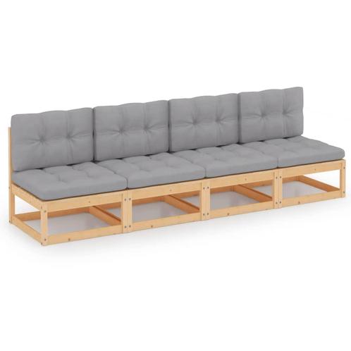 vidaXL Tuinbank 4-zits met kussens massief grenenhout, Tuin en Terras, Tuinsets en Loungesets, Nieuw, Verzenden