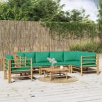 vidaXL 7-delige Loungeset met kussens bamboe groen, Verzenden, Nieuw, Hout, Loungeset
