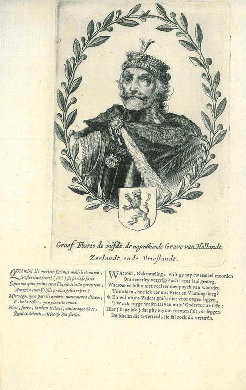 Portrait of Floris V, Count of Holland and Zeeland, Antiek en Kunst, Kunst | Etsen en Gravures