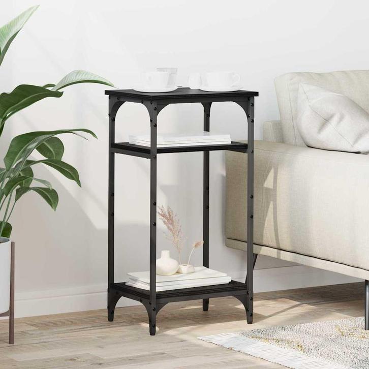 vidaXL Bijzettafel met plank Zwart eiken 40 x 30 x 75 cm, Huis en Inrichting, Tafels | Bijzettafels, Nieuw, 60 cm of meer, Verzenden