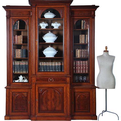 Bibliotheekkast 260 m hoog  met 6 deuren en dubbel break fro, Antiek en Kunst, Antiek | Meubels | Kasten, Ophalen of Verzenden