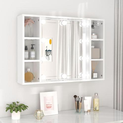 vidaXL Spiegelkast met LED-verlichting 76x15x55 cm hoogglans, Huis en Inrichting, Kasten | Overige, Nieuw, Verzenden