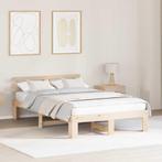 vidaXL Bedframe met hoofdeinde Crème 140 x 190 cm Massief, Verzenden, Nieuw, Crème, Hout