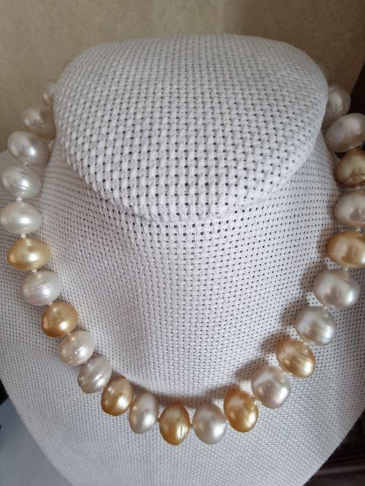 Choker halsketting - 18 karaat Witgoud Parel, Sieraden, Tassen en Uiterlijk, Antieke sieraden