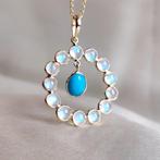 Hanger - 14 karaat Geel goud - 5.12ct. tw. Turquoise -