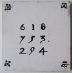 Tegel - Magisch Cijfer Vierkant- zeer zeldzaam. - 1750-1800