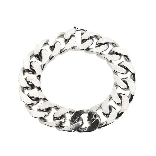 Zilveren robuuste gourmetschakel armband; Heren | 22 cm, Sieraden, Tassen en Uiterlijk, Armbanden, Overige kleuren, Gebruikt, Zilver
