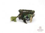 Bohemian armbanden - set 4 stuks - Groen, Verzenden, Kunststof of Plastic, Nieuw, Met bedels of kralen