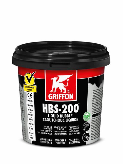 Griffon hbs 200 liquid rubber 1 liter, zwart, pot, Doe-het-zelf en Verbouw, Isolatie en Afdichting, Nieuw, Verzenden