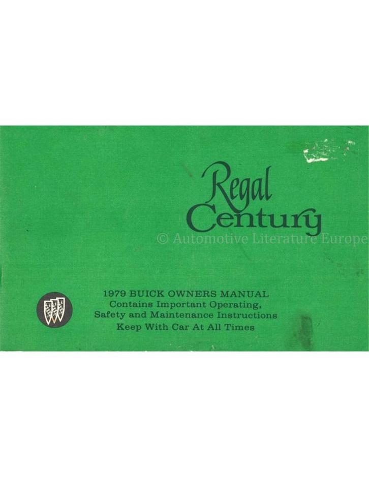 1979 BUICK REGAL | CENTURY INSTRUCTIEBOEKJE ENGELS, Auto diversen, Handleidingen en Instructieboekjes