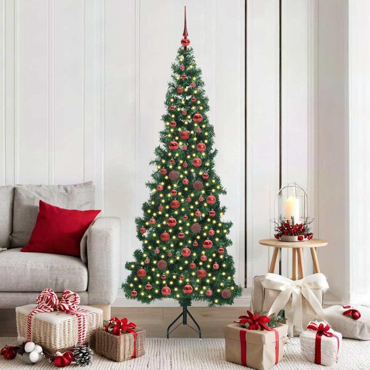 vidaXL Hoek Kunstkerstboom met 300 LED Groen 180 cm PVC en, Diversen, Kerst, Nieuw, Verzenden
