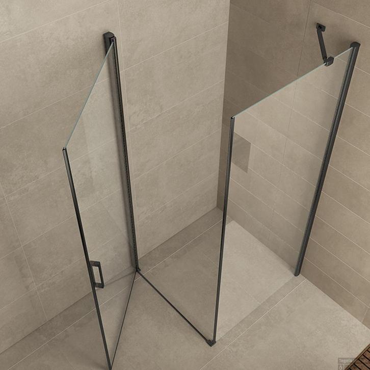 Zwarte Douchecabine 90x90 of 100x100 met draaideur, Doe-het-zelf en Verbouw, Sanitair, Overige typen, Nieuw, Glas, Rvs, Verzenden