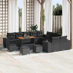 vidaXL Tuin Sofa Set met kussen 14 pcs Zwart poly rattan, Tuin en Terras, Verzenden, Nieuw, Rotan