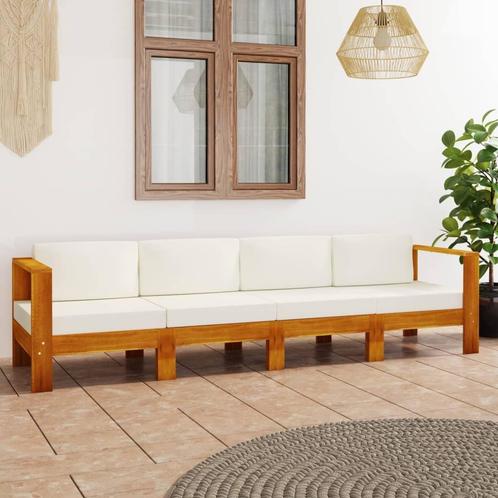 vidaXL Tuinbank 4-zits met crèmewitte kussens massief, Tuin en Terras, Tuinsets en Loungesets, Nieuw, Hardhout, Verzenden