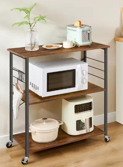 Keukentrolley met 3 Planken & Haken – Op Wielen, 89 cm, Huis en Inrichting, Keuken | Keukenelementen, Nieuw, Verzenden