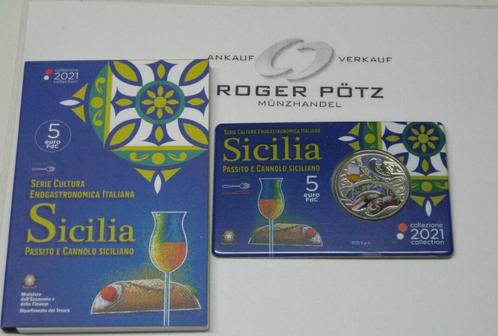 Italien 5 Euro 2021 Passito e Cannolo Sizilien zilver col..., Postzegels en Munten, Munten | Europa | Euromunten, Verzenden