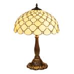 Tiffany tafellamp – Ruitpatroon &amp; Glasjuweeltjes – Ø 40 × H, Verzenden, Nieuw