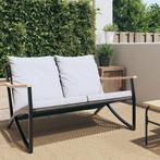 vidaXL Tuinbank met kussens 120 cm staal zwart, Tuin en Terras, Tuinsets en Loungesets, Verzenden, Nieuw, Rvs