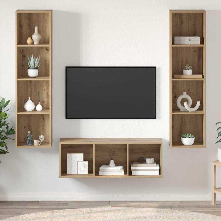 vidaXL TV-kast set 3 pcs artisanaal eikenkleurig Bewerkt, Huis en Inrichting, Kasten | Televisiemeubels, Nieuw, Minder dan 50 cm