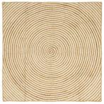 vidaXL Vloerkleed Natuurlijk en Wit 160 x 160 cm Jute, Huis en Inrichting, Stoffering | Tapijten en Kleden, Verzenden, Nieuw, Wit