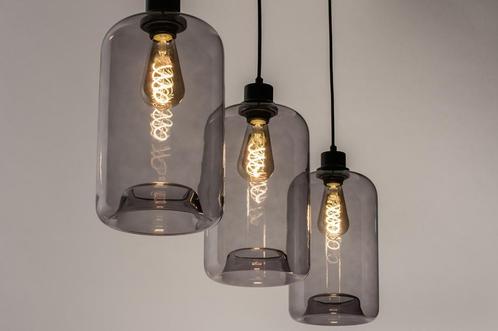 Rietveld Hanglampen - Zwart, Grijs - Glas, Metaal, Huis en Inrichting, Lampen | Hanglampen, Verzenden