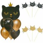 27-delig Fancy Cat party pakket zwart met goud, Nieuw, Verzenden