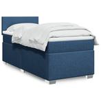 vidaXL Boxspring met matras stof blauw 90x200 cm, 90 cm, Eenpersoons, Nieuw, 200 cm