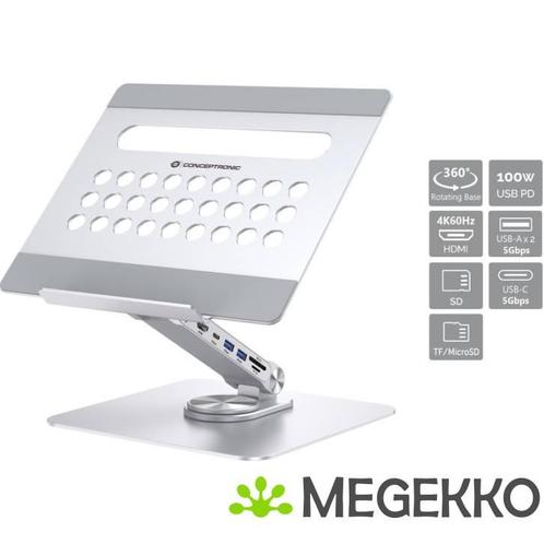 Conceptronic DONN27G laptopstandaard Zilver, Computers en Software, Windows Laptops, Nieuw, Verzenden