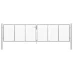 vidaXL Tuinpoort gegalvaniseerd staal 400x100 cm zilver, Verzenden, Nieuw