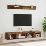 vidaXL TV Wandkast Set met LED 5 pcs Oudhout Bewerkt hout, Huis en Inrichting, Minder dan 50 cm, Verzenden, Nieuw, Minder dan 100 cm