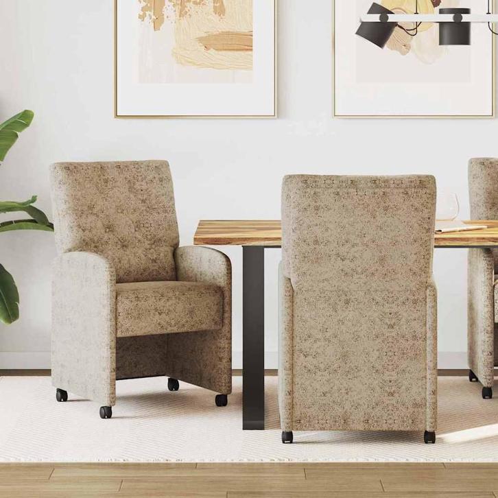 vidaXL Dining Stoelen met Wielen 2 pcs Lichtgrijs 58 x 67 x, Huis en Inrichting, Stoelen, Nieuw, Verzenden