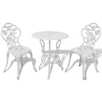 vidaXL 3-delige Bistroset gietaluminium wit, Verzenden, Nieuw, Aluminium, 3 zitplaatsen