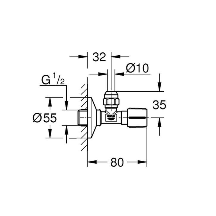 Hoekstopkraan Grohe Angle Valves Supersteel, Doe-het-zelf en Verbouw, Sanitair, Ophalen of Verzenden