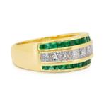 Ring - 18 karaat Geel goud - 1.35ct. tw. Smaragd - Diamant -, Sieraden, Tassen en Uiterlijk, Ringen, Nieuw