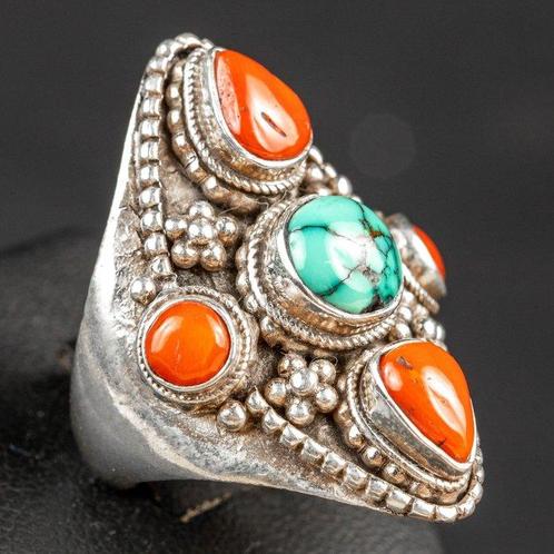 Rode Koraal, Himalaya Turquoise - Traditionele Tibetaanse, Verzamelen, Mineralen en Fossielen