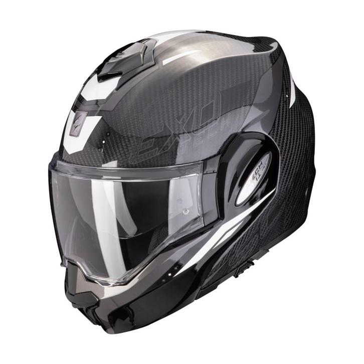 Scorpion EXO-TECH EVO CARBON ROVER - Zwart/Wit, Motoren, Kleding | Motorhelmen, M, Verzenden