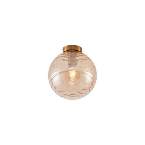 Design plafondlamp messing met amber fading glas - Pillon, Huis en Inrichting, Lampen | Plafondlampen, Nieuw, Glas
